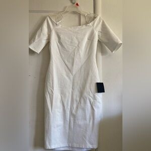 Lulu's Cream Sheath Mini Dress V-Neck Short Sleeve